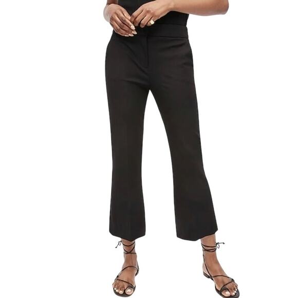 J.Crew Hayden Kickout Crop Pants Womens Size 00 Black Mid Rise Flat Front Linen - Picture 1 of 8